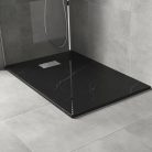 HD Marco+ Black Marble 100x80/120x90 SMC kompozit slim szögletes kőhatású zuhanytálca, krómozott ráccsal, 2,6 cm magas, szifon nélkül