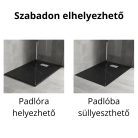HD Marco+ Black Marble 100x80/120x90 SMC kompozit slim szögletes kőhatású zuhanytálca, fehér ráccsal, 2,6 cm magas, szifon nélkül