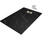 HD Marco+ Black Marble 120x90 SMC kompozit slim szögletes kőhatású zuhanytálca, arany színű ráccsal, 2,6 cm magas, szifonnal