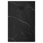 HD Marco+ Black Marble 120x90 SMC kompozit slim szögletes kőhatású zuhanytálca, fekete ráccsal, 2,6 cm magas, szifonnal