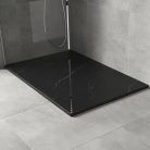 HD Marco+ Black Marble 120x90 SMC kompozit slim szögletes kőhatású zuhanytálca, fekete ráccsal, 2,6 cm magas, szifonnal