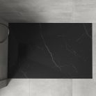 HD Marco+ Black Marble 120x90 SMC kompozit slim szögletes kőhatású zuhanytálca, fekete ráccsal, 2,6 cm magas, szifonnal
