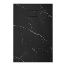 HD Marco Black Marble 100x80 SMC kompozit slim szögletes kőhatású zuhanytálca, 2,6 cm magas, szifonnal