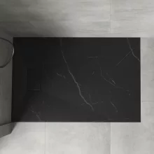 HD Marco Black Marble 100x80 SMC kompozit slim szögletes kőhatású zuhanytálca, 2,6 cm magas, szifonnal