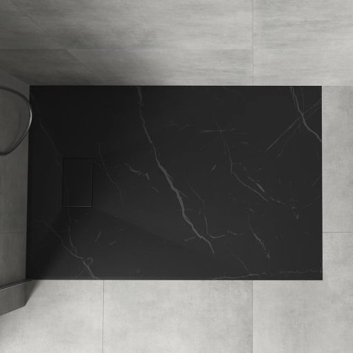 HD Marco Black Marble 120x90 SMC kompozit slim szögletes kőhatású zuhanytálca, 2,6 cm magas, szifon nélkül