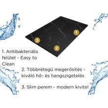 HD Marco Black Marble 120x90 SMC kompozit slim szögletes kőhatású zuhanytálca, 2,6 cm magas, szifon nélkül