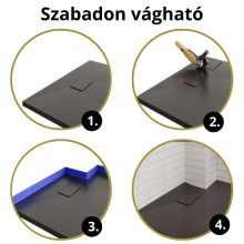 HD Marco Black Marble 120x90 SMC kompozit slim szögletes kőhatású zuhanytálca, 2,6 cm magas, szifon nélkül