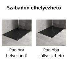 HD Marco Black Marble 120x90 SMC kompozit slim szögletes kőhatású zuhanytálca, 2,6 cm magas, szifon nélkül