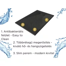 HD Marco Black 120x90 SMC kompozit slim szögletes kőhatású zuhanytálca, 2,6 cm magas, szifon nélkül