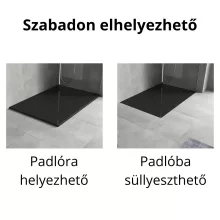 HD Marco Black 120x90 SMC kompozit slim szögletes kőhatású zuhanytálca, 2,6 cm magas, szifon nélkül