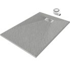 HD Marco+ Gray 100x80 SMC kompozit slim szögletes kőhatású zuhanytálca, krómozott ráccsal, 2,6 cm magas, szifonnal