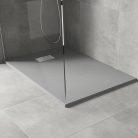 HD Marco+ Gray 120x90 SMC kompozit slim szögletes kőhatású zuhanytálca, krómozott ráccsal, 2,6 cm magas, szifon nélkül