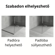 HD Marco+ Gray 100x80/120x90 SMC kompozit slim szögletes kőhatású zuhanytálca, krómozott ráccsal, 2,6 cm magas, szifon nélkül