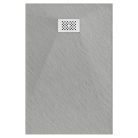 HD Marco+ Gray 100x80/120x90 SMC kompozit slim szögletes kőhatású zuhanytálca, fehér ráccsal, 2,6 cm magas, szifon nélkül