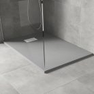 HD Marco+ Gray 100x80/120x90 SMC kompozit slim szögletes kőhatású zuhanytálca, fehér ráccsal, 2,6 cm magas, szifon nélkül