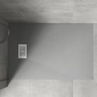 HD Marco+ Gray 100x80/120x90 SMC kompozit slim szögletes kőhatású zuhanytálca, fehér ráccsal, 2,6 cm magas, szifon nélkül