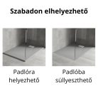 HD Marco+ Gray 100x80/120x90 SMC kompozit slim szögletes kőhatású zuhanytálca, fehér ráccsal, 2,6 cm magas, szifon nélkül