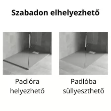 HD Marco+ Gray 120x90 SMC kompozit slim szögletes kőhatású zuhanytálca, fehér ráccsal, 2,6 cm magas, szifon nélkül