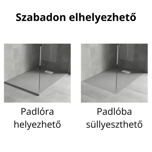 HD Marco+ Gray 120x90 SMC kompozit slim szögletes kőhatású zuhanytálca, fehér ráccsal, 2,6 cm magas, szifon nélkül
