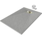 HD Marco+ Gray 100x80 SMC kompozit slim szögletes kőhatású zuhanytálca, arany színű ráccsal, 2,6 cm magas, szifonnal
