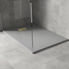 HD Marco+ Gray 100x80/120x90 SMC kompozit slim szögletes kőhatású zuhanytálca, arany színű ráccsal, 2,6 cm magas, szifon nélkül