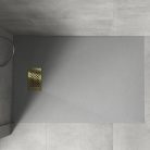 HD Marco+ Gray 100x80/120x90 SMC kompozit slim szögletes kőhatású zuhanytálca, arany színű ráccsal, 2,6 cm magas, szifon nélkül