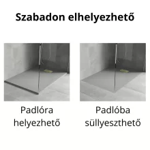 HD Marco+ Gray 120x90 SMC kompozit slim szögletes kőhatású zuhanytálca, arany színű ráccsal, 2,6 cm magas, szifon nélkül