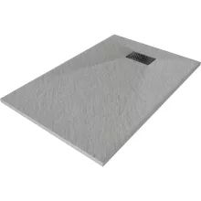 HD Marco+ Gray 120x90 SMC kompozit slim szögletes kőhatású zuhanytálca, fekete ráccsal, 2,6 cm magas, szifon nélkül