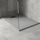 HD Marco+ Gray 120x90 SMC kompozit slim szögletes kőhatású zuhanytálca, fekete ráccsal, 2,6 cm magas, szifon nélkül