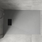 HD Marco+ Gray 120x90 SMC kompozit slim szögletes kőhatású zuhanytálca, fekete ráccsal, 2,6 cm magas, szifon nélkül