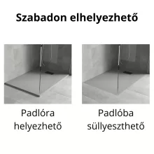 HD Marco+ Gray 120x90 SMC kompozit slim szögletes kőhatású zuhanytálca, fekete ráccsal, 2,6 cm magas, szifon nélkül