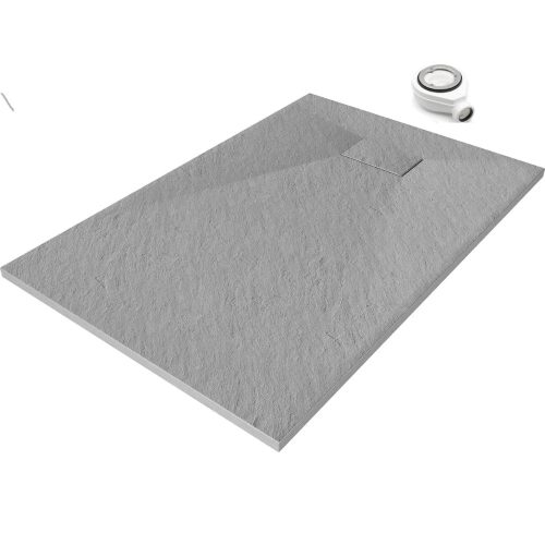 HD Marco Gray 120x90 SMC kompozit slim szögletes kőhatású zuhanytálca, 2,6 cm magas, szifonnal