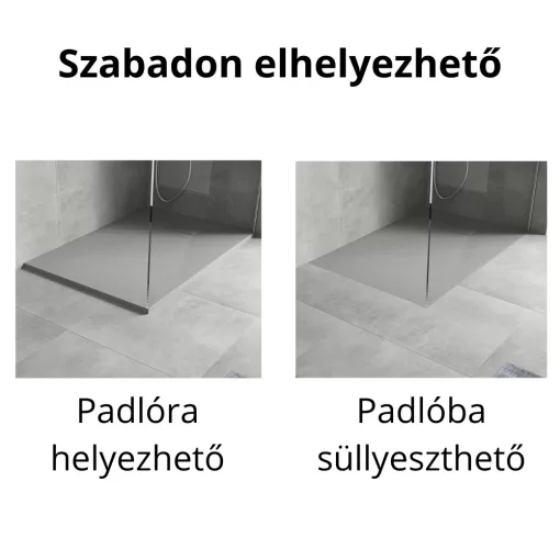 HD Marco Gray 100x80 SMC kompozit slim szögletes kőhatású zuhanytálca, 2,6 cm magas, szifonnal