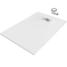 HD Marco+ White 70x100 SMC kompozit slim szögletes kőhatású zuhanytálca, krómozott ráccsal, 2,6 cm magas, szifonnal