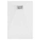 HD Marco+ White 90x100 SMC kompozit slim szögletes kőhatású zuhanytálca, krómozott ráccsal, 2,6 cm magas, szifonnal