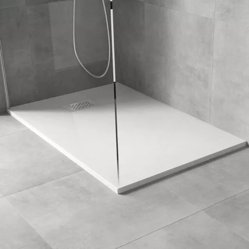 HD Marco+ White 70x100 SMC kompozit slim szögletes kőhatású zuhanytálca, krómozott ráccsal, 2,6 cm magas, szifon nélkül