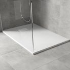 HD Marco+ White 90x80 SMC kompozit slim szögletes kőhatású zuhanytálca, fehér ráccsal, 2,6 cm magas, szifonnal