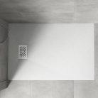 HD Marco+ White 90x80 SMC kompozit slim szögletes kőhatású zuhanytálca, fehér ráccsal, 2,6 cm magas, szifonnal
