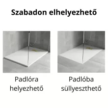 HD Marco+ White 90x70 SMC kompozit slim szögletes kőhatású zuhanytálca, arany színű ráccsal, 2,6 cm magas, szifon nélkül