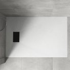 HD Marco+ White 80x90 SMC kompozit slim szögletes kőhatású zuhanytálca, fekete ráccsal, 2,6 cm magas, szifonnal