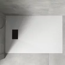 HD Marco+ White 100x70 SMC kompozit slim szögletes kőhatású zuhanytálca, fekete ráccsal, 2,6 cm magas, szifonnal