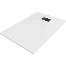 HD Marco+ White 80x70 SMC kompozit slim szögletes kőhatású zuhanytálca, fekete ráccsal, 2,6 cm magas, szifon nélkül