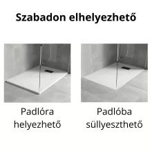 HD Marco+ White 80x70 SMC kompozit slim szögletes kőhatású zuhanytálca, fekete ráccsal, 2,6 cm magas, szifon nélkül