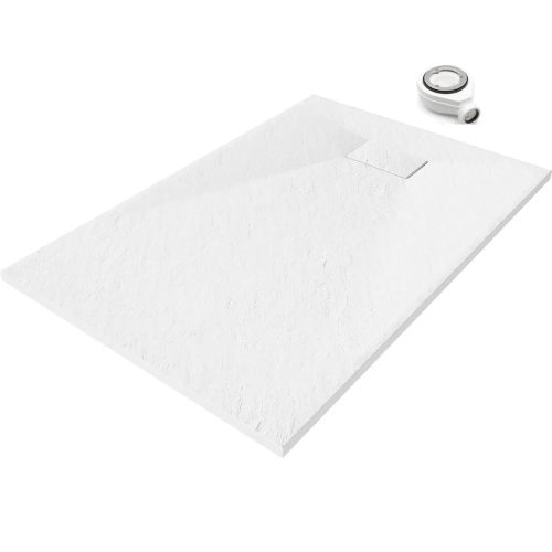 HD Marco White 90x100 SMC kompozit slim szögletes kőhatású zuhanytálca, 2,6 cm magas, szifonnal