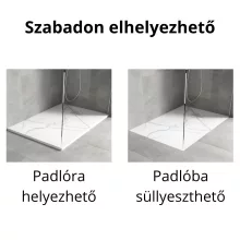 HD Marco+ White Marble 120x90 SMC kompozit slim szögletes kőhatású zuhanytálca, krómozott ráccsal, 2,6 cm magas, szifon nélkül