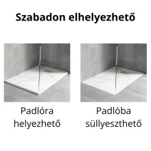 HD Marco+ White Marble 100x80/120x90 SMC kompozit slim szögletes kőhatású zuhanytálca, arany színű ráccsal, 2,6 cm magas, szifon nélkül