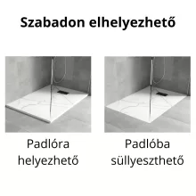 HD Marco+ White Marble 120x90 SMC kompozit slim szögletes kőhatású zuhanytálca, fekete ráccsal, 2,6 cm magas, szifon nélkül