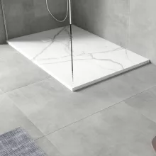 HD Marco White Marble 120x90 SMC kompozit slim szögletes kőhatású zuhanytálca, 2,6 cm magas, szifon nélkül