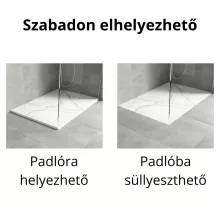 HD Marco White Marble 120x90 SMC kompozit slim szögletes kőhatású zuhanytálca, 2,6 cm magas, szifon nélkül