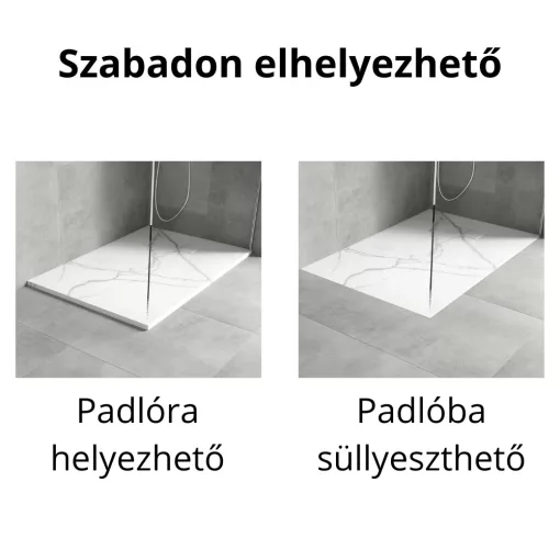 HD Marco White Marble 120x90 SMC kompozit slim szögletes kőhatású zuhanytálca, 2,6 cm magas, szifon nélkül